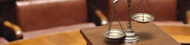 Decorative Scales of Justice in the Courtroom