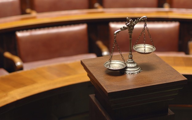 Decorative Scales of Justice in the Courtroom